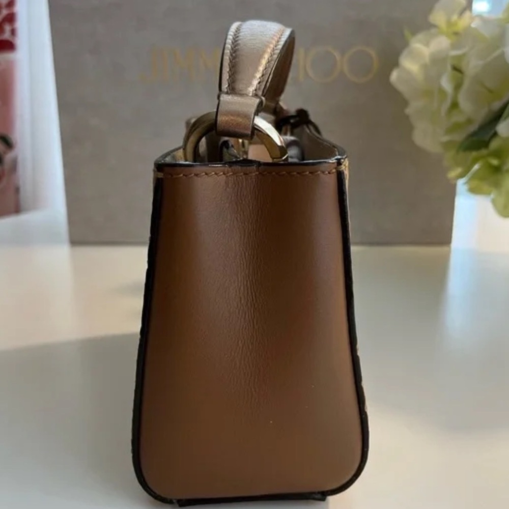 OBO~ Jimmy Choo Mini Varenne Top Handle in Caramel & Light Gold - Picture 7 of 9